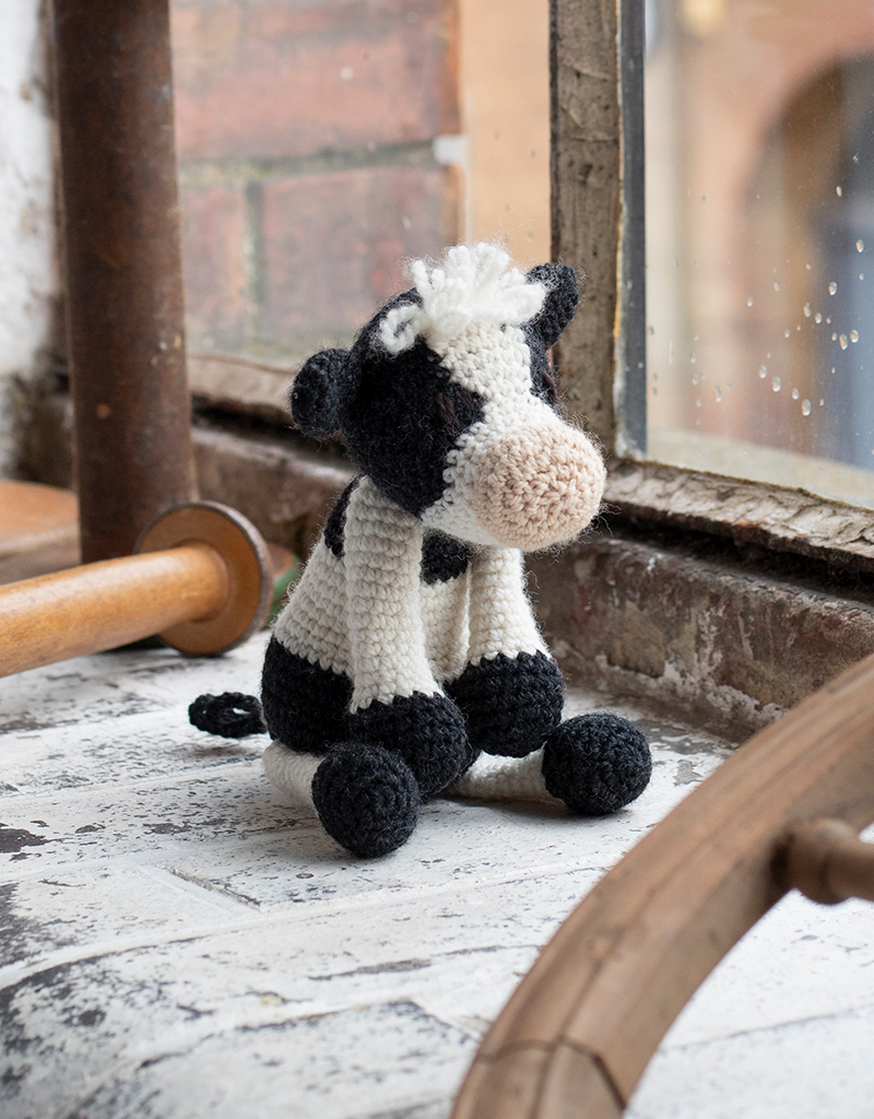 Crochet Kit for a Cute Amigurumi Animal Toy Flora the Friesian Cow